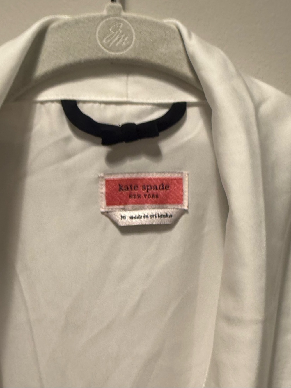 kate spade White Satin Short Robe with Black Trim and "Mrs." Embroidery - Picture 5 of 9